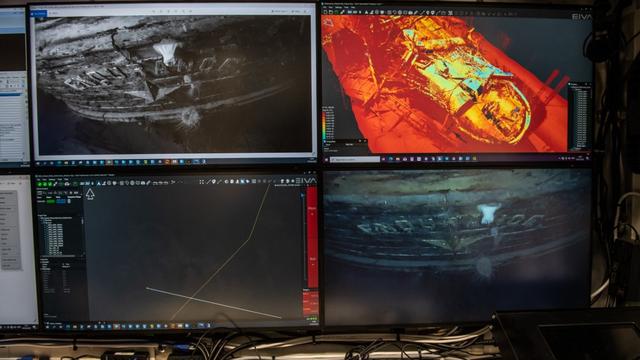 Images de l'Endurance prises au fond de la mer de Weddell, 07.03.2022. [Falklands Maritime Heritage Trust/AFP - Esther Horvath]