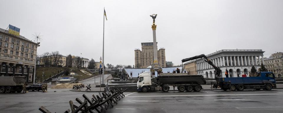 Barricades à Kiev. [AFP - Aytac Unal/Anadolu Agency]