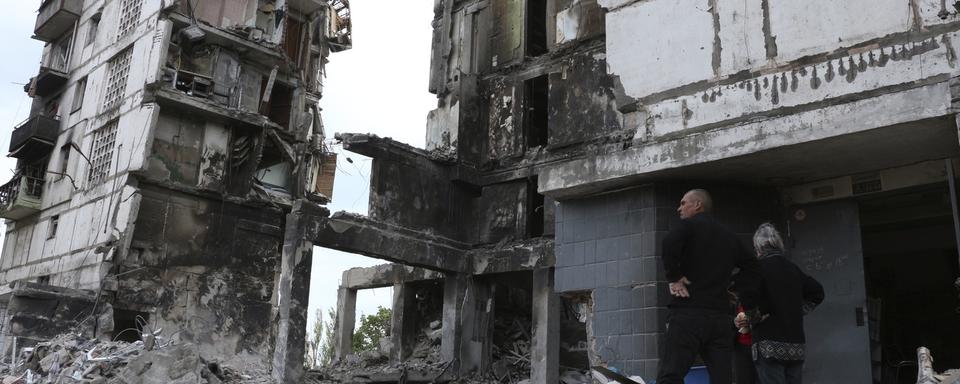 Des bâtiments détruits à Marioupol. [Keystone/AP Photo]