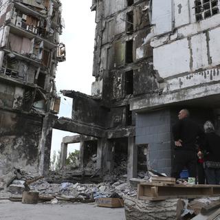 Des bâtiments détruits à Marioupol. [Keystone/AP Photo]
