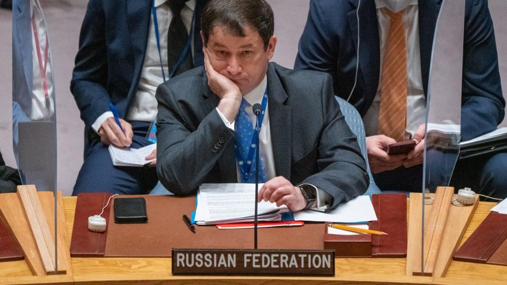 L'ambassadeur russe adjoint à l'ONU Dmitry Polyanskiy. [Getty Images/AFP - David Dee Delgado]