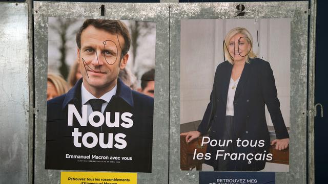Emmanuel Macron et Marine Le Pen. [AP Photo/KEYSTONE - Bob Edme]