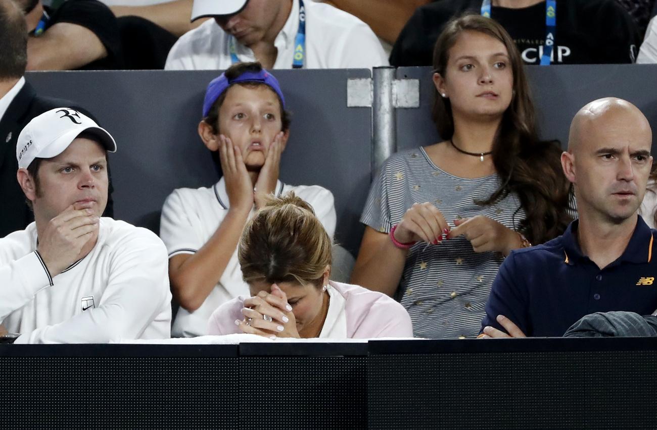 Miroslava Federer, ici lors de l'insoutenable finale de l'Open d'Australie 2017, a vécu des moments difficiles dans le "box" de son mari. [AP - Dita Alangkara]