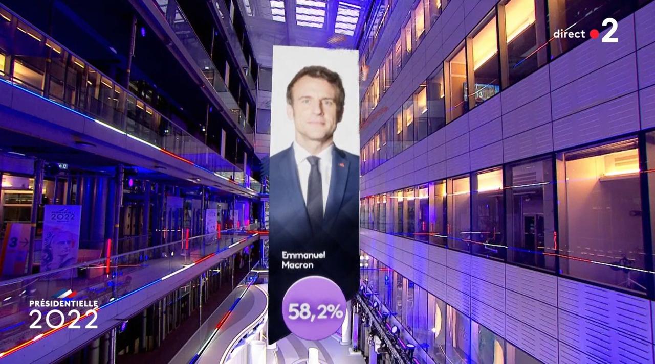 Emmanuel Macron réélu président de la République. [CAPTURE D'ECRAN - FRANCE 2]