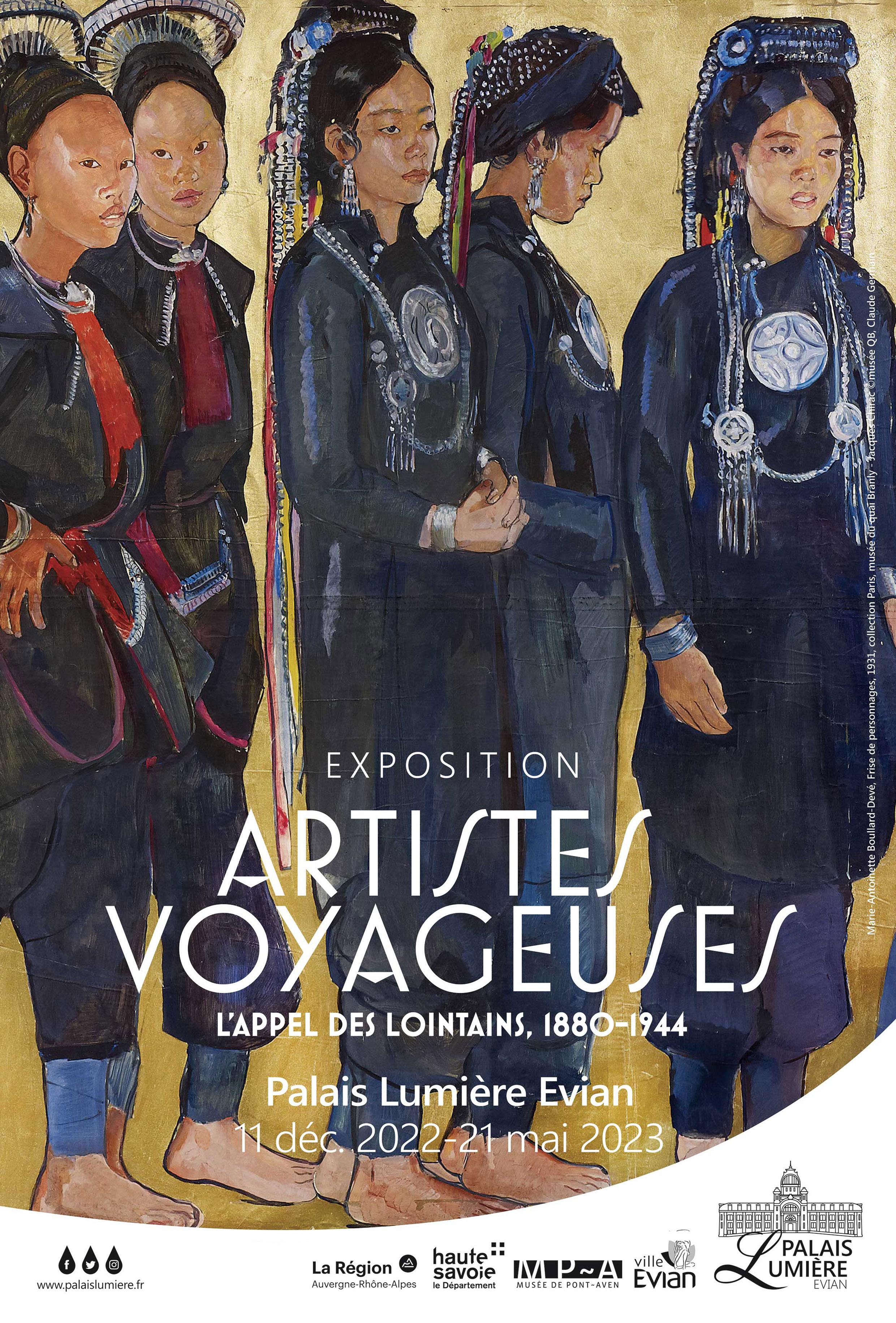 Affiche de l'exposition "Artistes voyageuses" au Palais Lumière, à Evian.