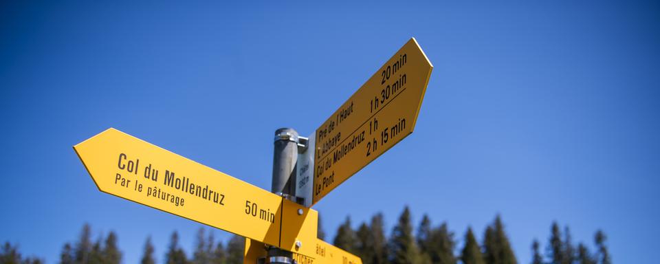 Paysage-Libre Vaud s'oppose à la construction du parc éolien de Mollendruz. [Keystone - Jean-Christophe Bott]