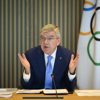 Le président du Comité international olympique (CIO) Thomas Bach. [Keystone - Laurent Gillieron]