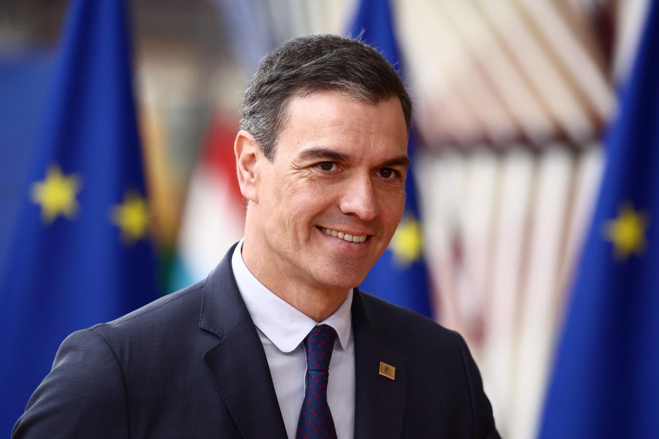 Le Premier ministre espagnol Pedro Sánchez au sommet européen à Bruxelles le 23 mars 2023. [Keystone - Stephanie Lecocq]