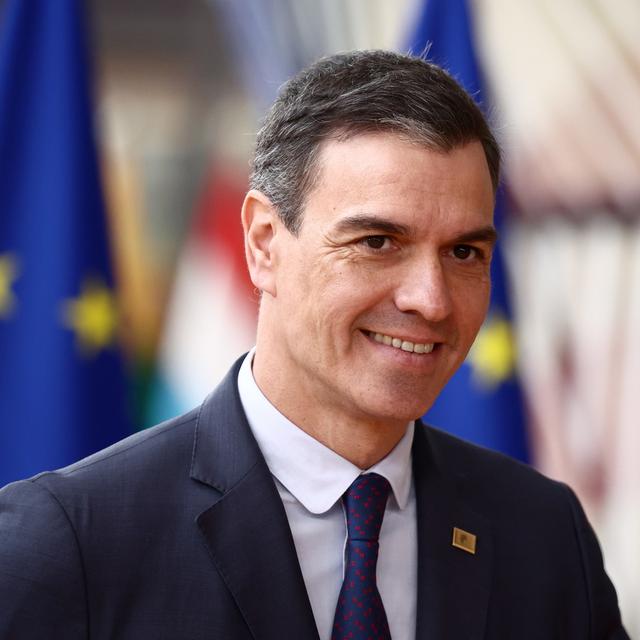 Le Premier ministre espagnol Pedro Sánchez au sommet européen à Bruxelles le 23 mars 2023. [Keystone - Stephanie Lecocq]