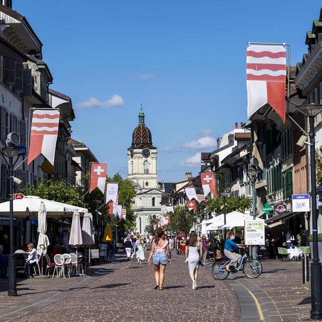 Grand rue de Morges. [Keystone - Jean-Christophe Bott]