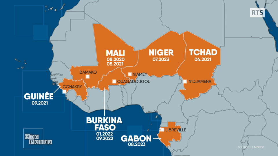 Les coups d'Etat se succèdent sur le contient africain. [RTS - Géopolitis]