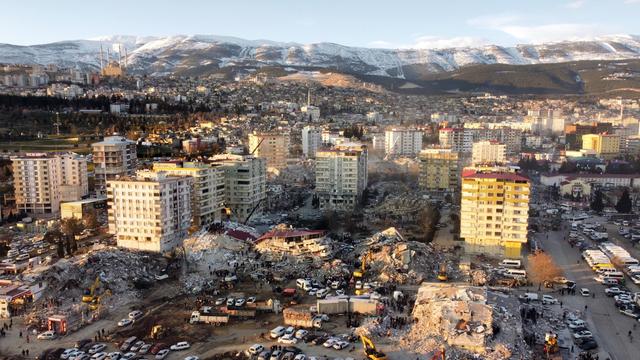 Vue aérienne des dégâts à Kahramanmaras. [Keystone - EPA/Abir Sultan]