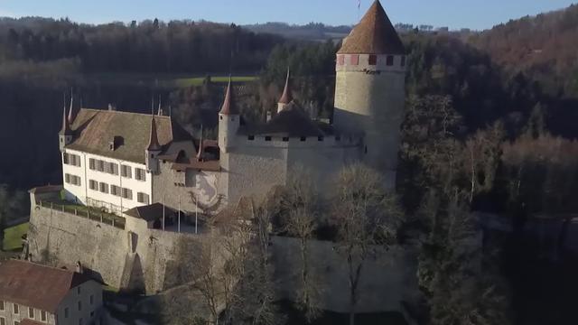 Le château de Lucens vu du ciel. [RTS]