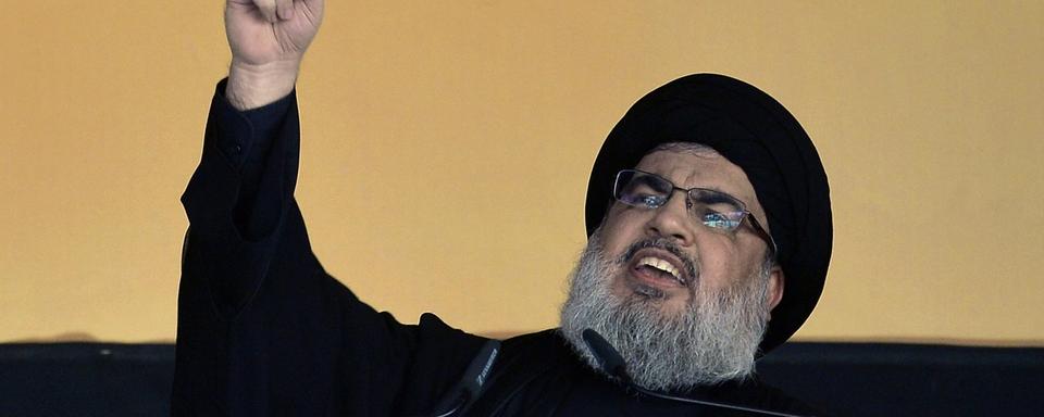 Le chef du Hezbollah Hassan Nasrallah s'exprime lors d'un discours à Beyrouth le 24.10.2015. [EPA/Keystone - Wael Hamzeh]