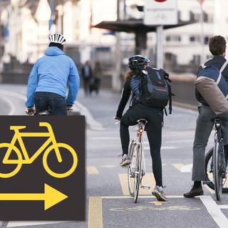 La règle existe depuis 2021 mais reste peu connue: quand on roule à vélo, il est parfois possible de tourner à droite alors même que le feu de signalisation est rouge. [Keystone - Christian Beutler]