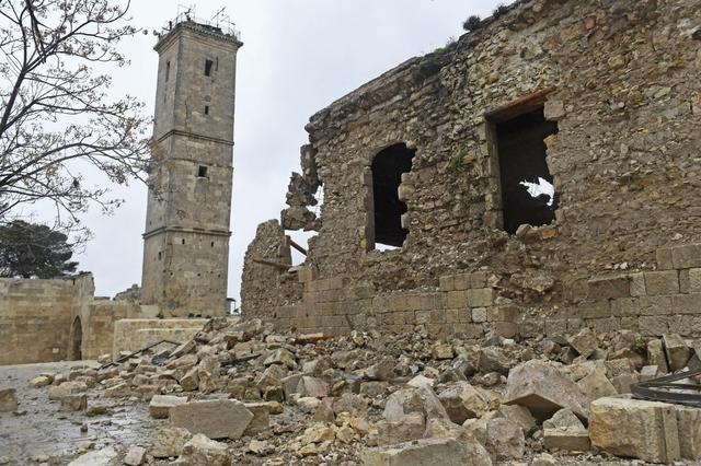 Dégâts dans l'ancienne citadelle d'Alep. [AFP - -]