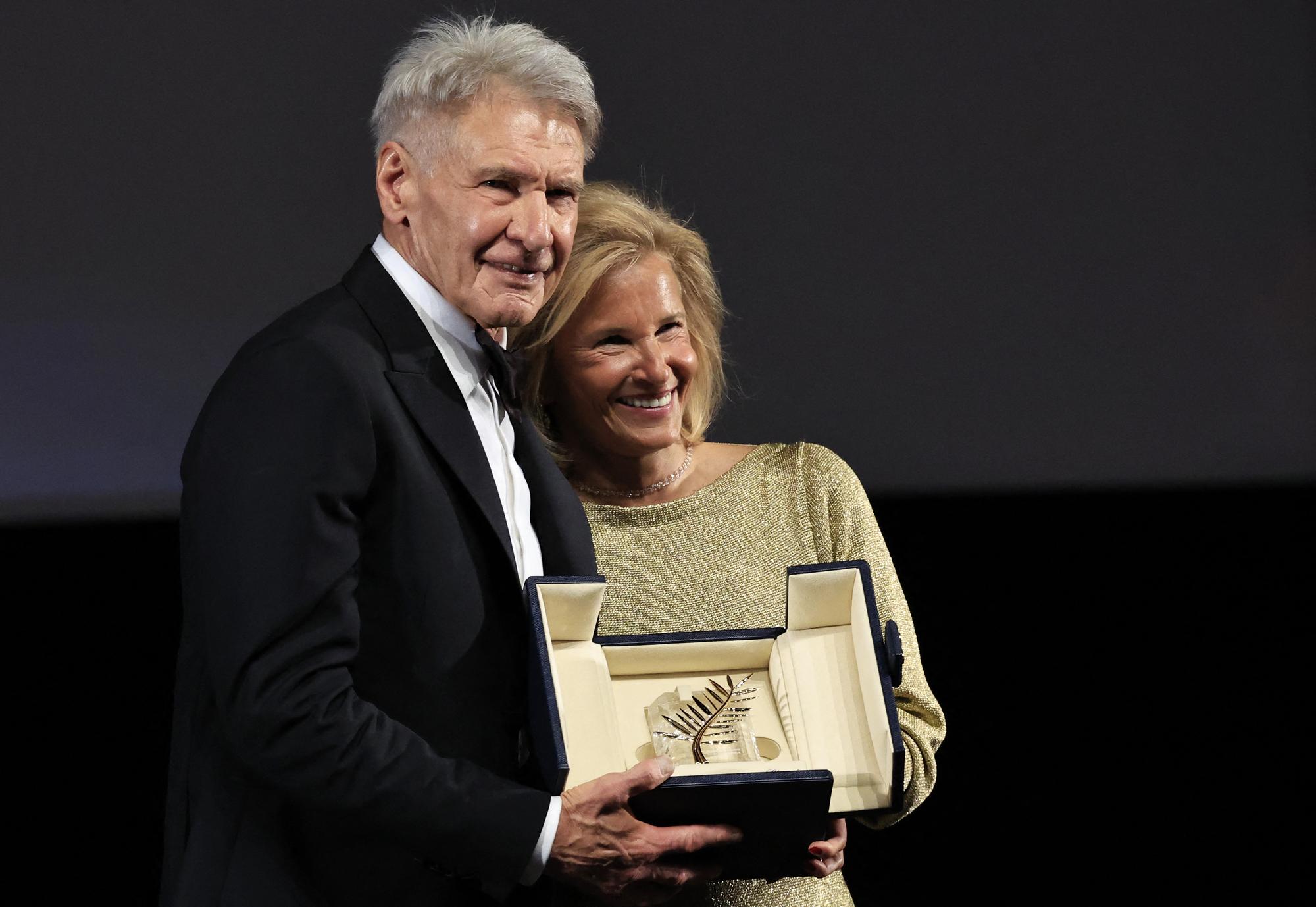 L'acteur américain Harrison Ford a reçu jeudi soir une Palme d'or d'honneur à Cannes. [afp - Valery Hache]