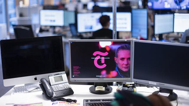 La rédaction du quotidien gratuit 20 Minuten photographiée à leur siège dans le bâtiment de l'entreprise Tamedia à Zurich, le 8 janvier 2019. [Keystone - Gaetan Bally]