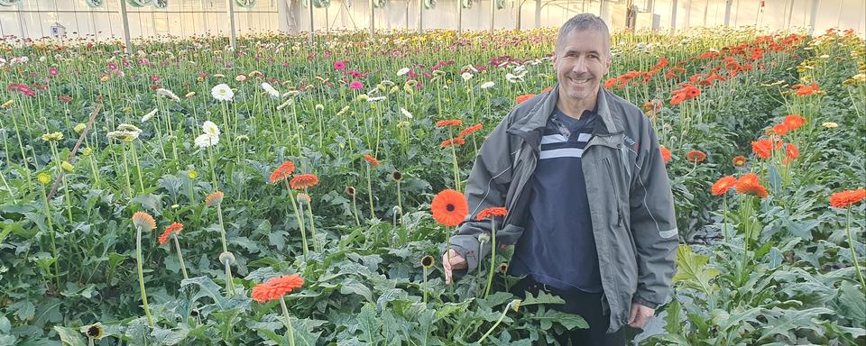 Jean-Marc Crousaz, directeur de Crousaz Fleurs à Yvorne (VD). [RTS - Xavier Bloch]