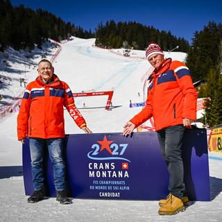 Crans-Montana avait décroché les Mondiaux de ski 2027 en mai de l'année dernière. [Keystone - Jean-Christophe Bott]