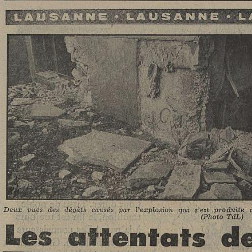 Le 29 mai 1967, une explosion criminelle ravage le Service des automobiles à Lausanne. [Tribune de Lausanne, 30 mai 1967 - RTS]
