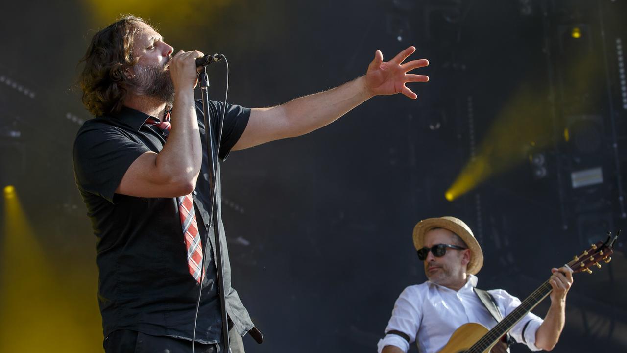 Le chanteur des Cowboys Fringants Karl Tremblay au Paléo Festival de Nyon, le 23 juillet 2019. [Keystone - Salvatore Di Nolfi]