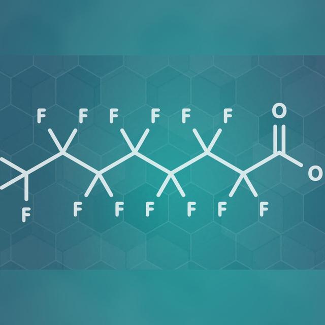 Une molécule d'acide perfluorooctanoïque (exemple de PFOS). [MOLEKUUL / SCIENCE PHOTO LIBRARY / PVV / SCIENCE PHOTO LIBRARY VIA AFP]