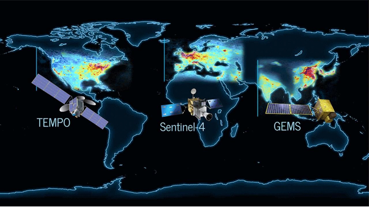 Couvertures respectives des imageurs de TEMPO, Sentinel-4 et GEMS [TEMPO/NASA]