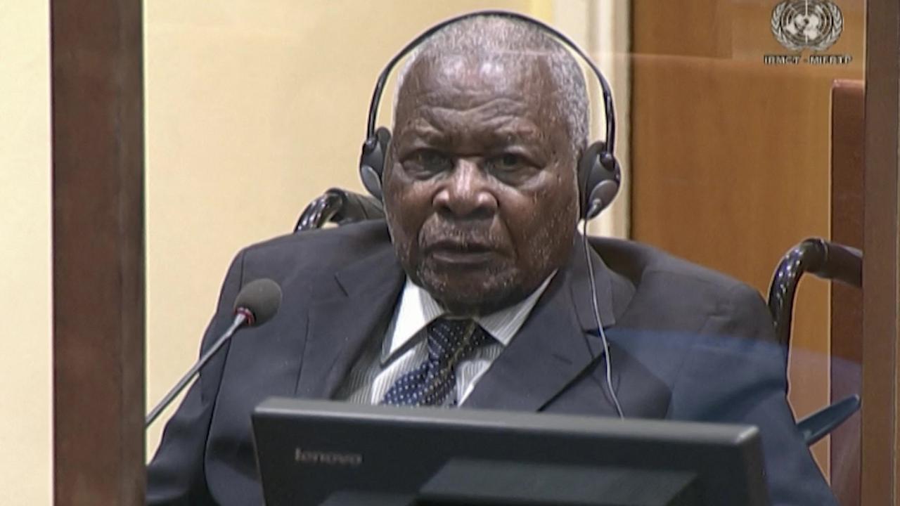 Une capture d'écran d'une vidéo du Mécanisme pour les Tribunaux pénaux internationaux, une juridiction de l'ONU, le 29 septembre 2022, montrant Félicien Kabuga, le "grand argentier" du génocide rwandais. [AFP]