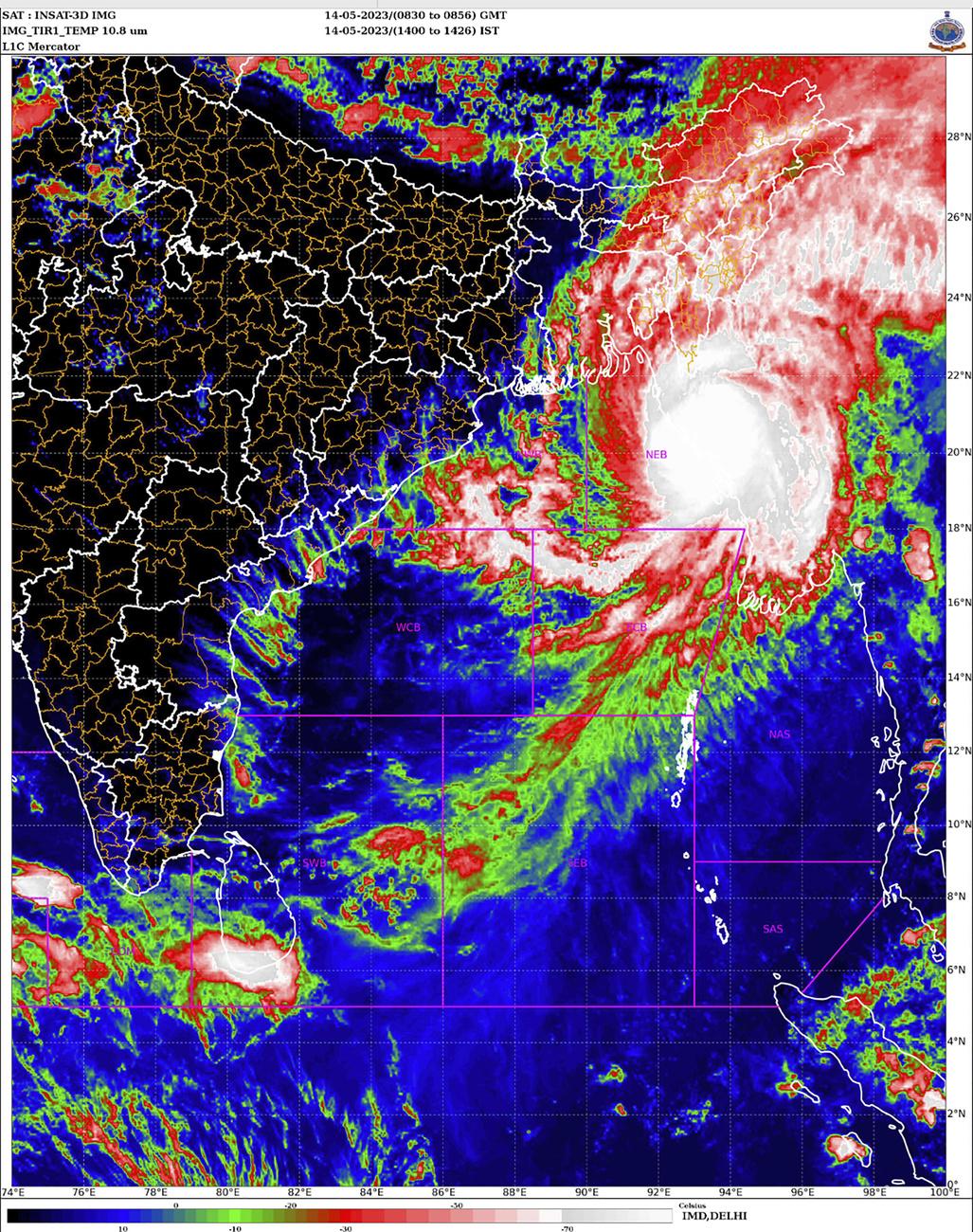 L'arrivée du cyclone Mocha sur le Bangladesh. [Keysone/AP - India Meteorological Department]