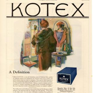 Une publicité pour la marque de serviettes hygiéniques Kotex dans le magazine américain "The Ladies' Home Journal" en septembre 1923. [Vintagepromotions.tumblr.com]