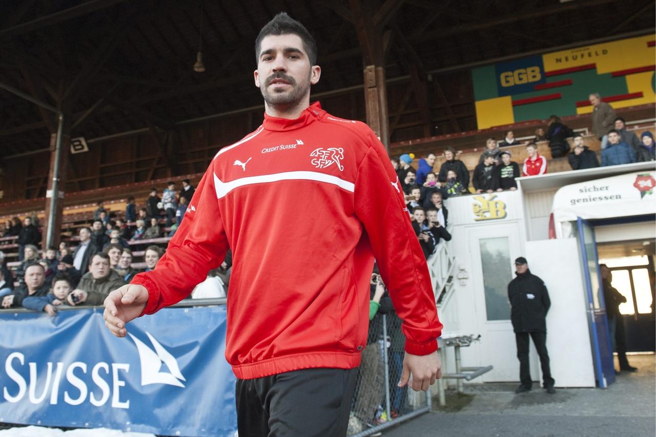 Fin février 2012, Matias Vitkieviez a connu sa seule et unique sélection avec l'équipe de Suisse, à Berne contre l'Argentine de Lionel Messi. [Keystone - Alessandro della Valle]