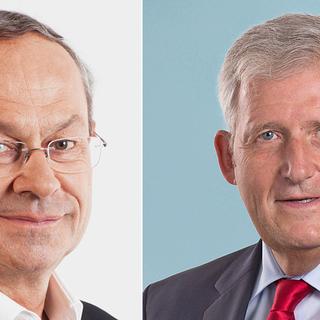 Les conseillers aux Etats sortants Olivier Français (PLR/VD) et Hans Stöckli (PS/BE). [Keystone]