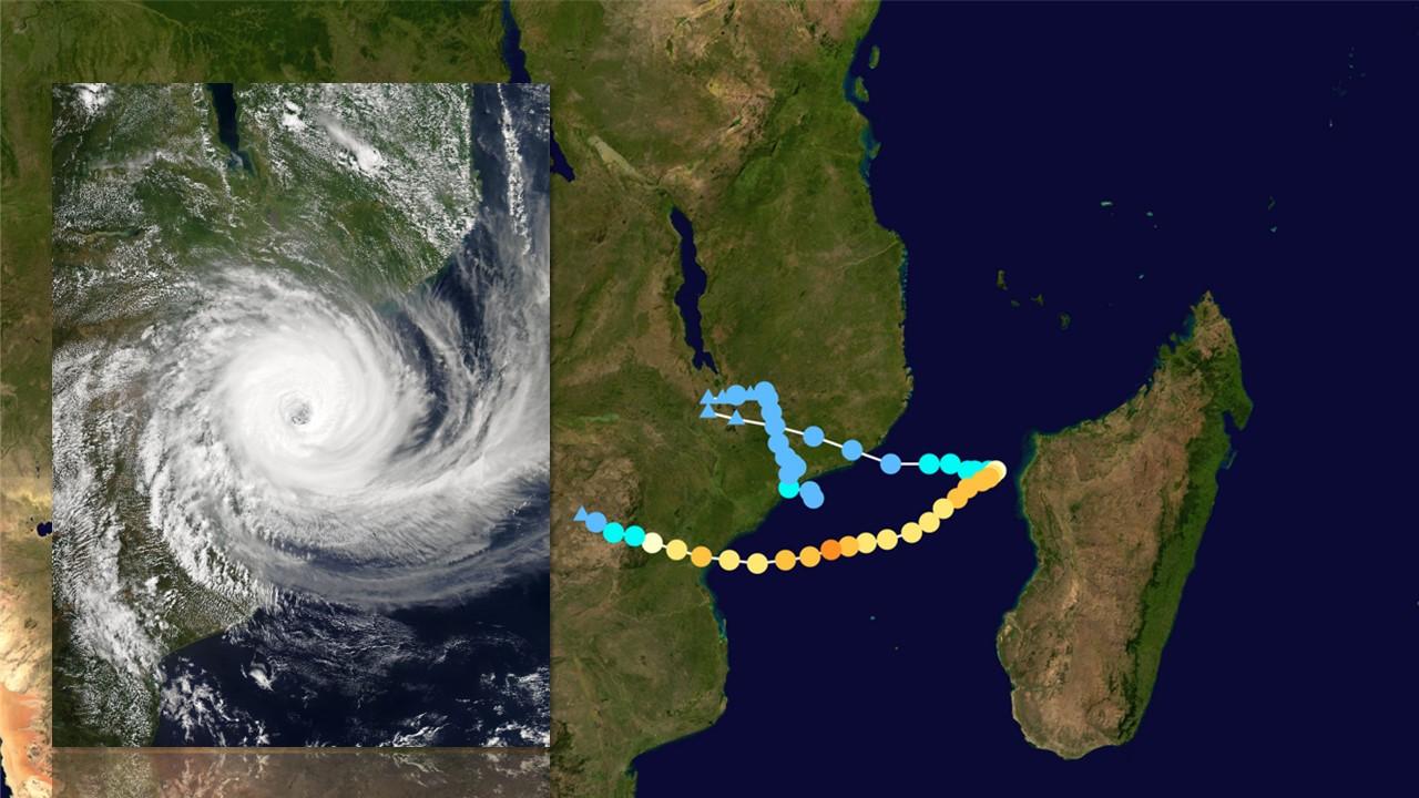 Trajectoire du cyclone Idaï entre le 4 et le 21 mars 2019 [Nasa/NOAA]