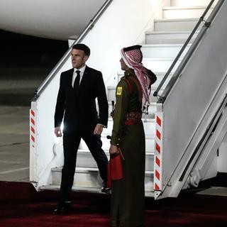 Emmanuel Macron propose une coalition internationale pour lutter contre le Hamas. [Keystone - EPA/Christophe Ena]
