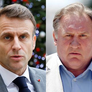 Le président français Emmanuel Macron a défendu mercredi la star de cinéma Gérard Depardieu. [AFP - Valery HACHE, Ludovic MARIN]