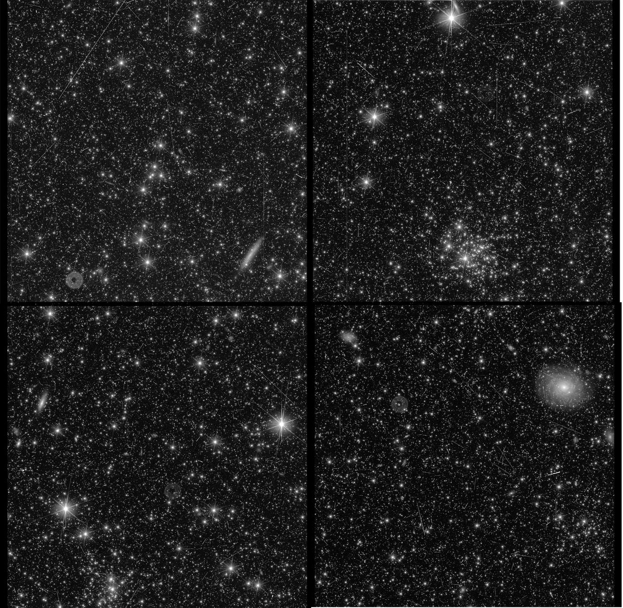 Détail du champ de vision de l'instrument VIS d'Euclid. Image de test de mise en service anticipée dévoilée le 31 juillet 2023. [ESA]