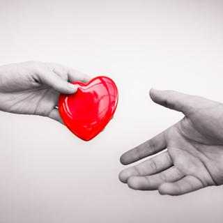 Concept du don d'organes. Une main donne un coeur à une autre. [Depositphotos - Kieferpix]