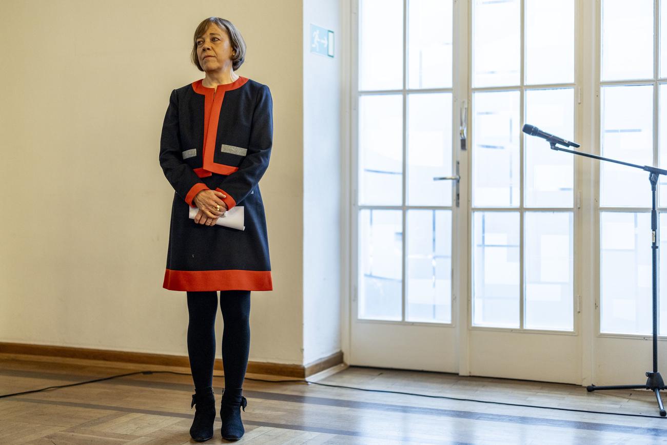 La dirigeante de l'Eglise protestante allemande, Annette Kurschus, soupçonnée d'avoir couvert des abus sexuels, a annoncé lundi sa démission. [KEYSTONE - CHRISTOPH REICHWEIN]
