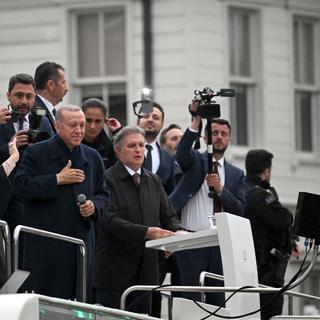 Dimanche 28 mai: devant ses supporters à Istanbul, Recep Tayyip Erdogan a revendiqué la victoire lors de l'élection présidentielle. [AFP - Emrah Yorulmaz]