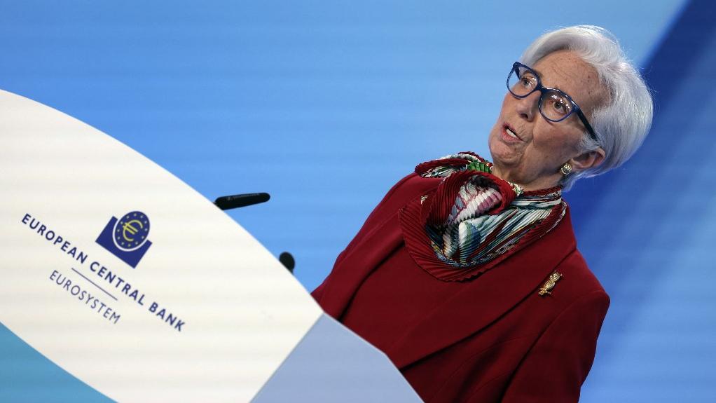 Christine Lagarde a justifié le maintien de cap de la BCE devant la presse à Francfort. [AFP - Daniel Roland]