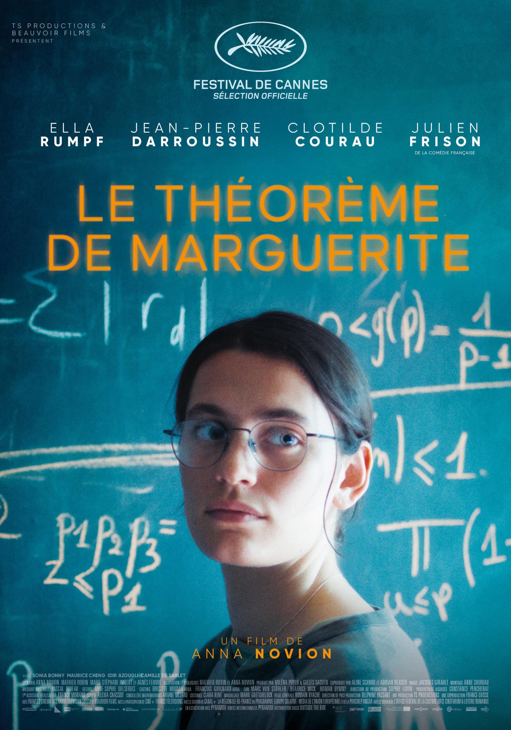 L'affiche du film "Le théorème de Marguerite", un long métrage d'Anna Novoin avec Ella Rumpf et Jean-Pierre Darroussin. [RTS - TS Productions / Beauvoir Films]