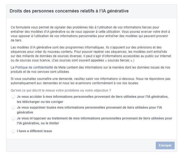 Le formulaire de Meta pour refuser l'accès à vos données personnelles pour les développeurs tiers [Meta]