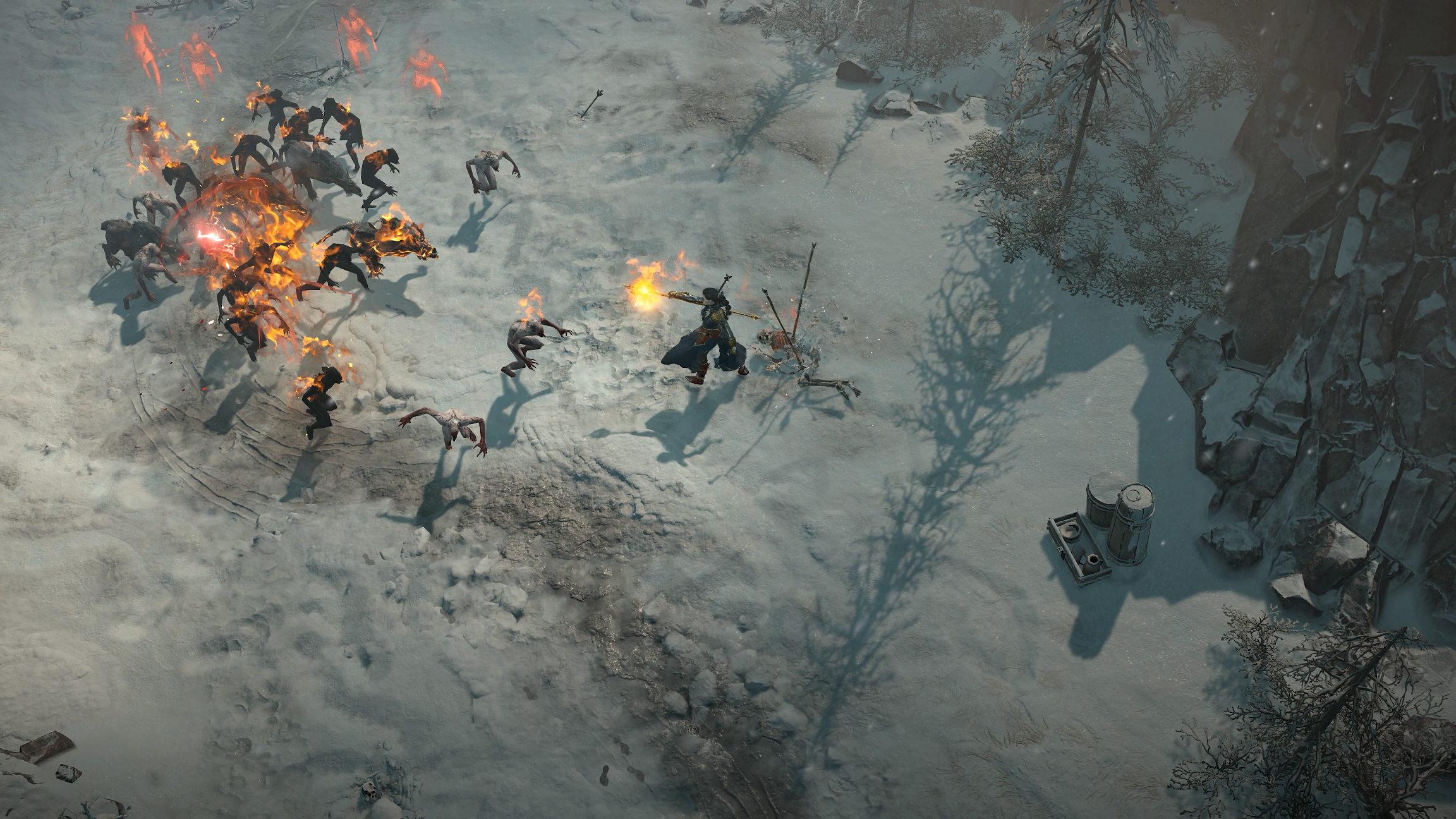 Une sorcière affronte des goules dans le jeu vidéo Diablo IV. [Blizzard Entertainment - DR]