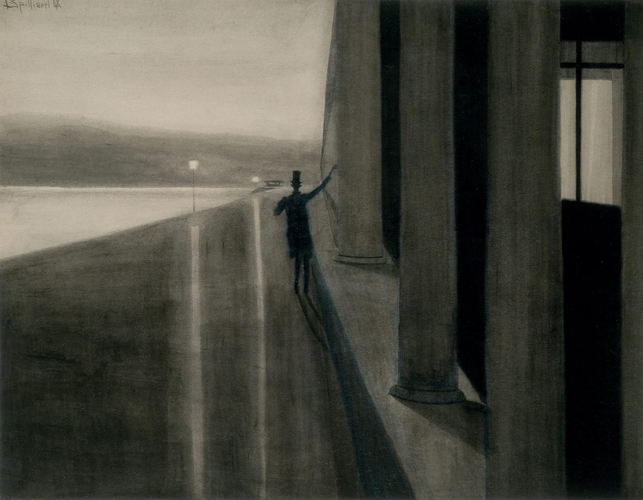 Tableau du peintre Léon Spilliaert, "La Nuit" (1908). [Propriété de l’État belge, collection de la Fédération Wallonie-Bruxelles - Luc Schrobiltgen, Bruxelles]