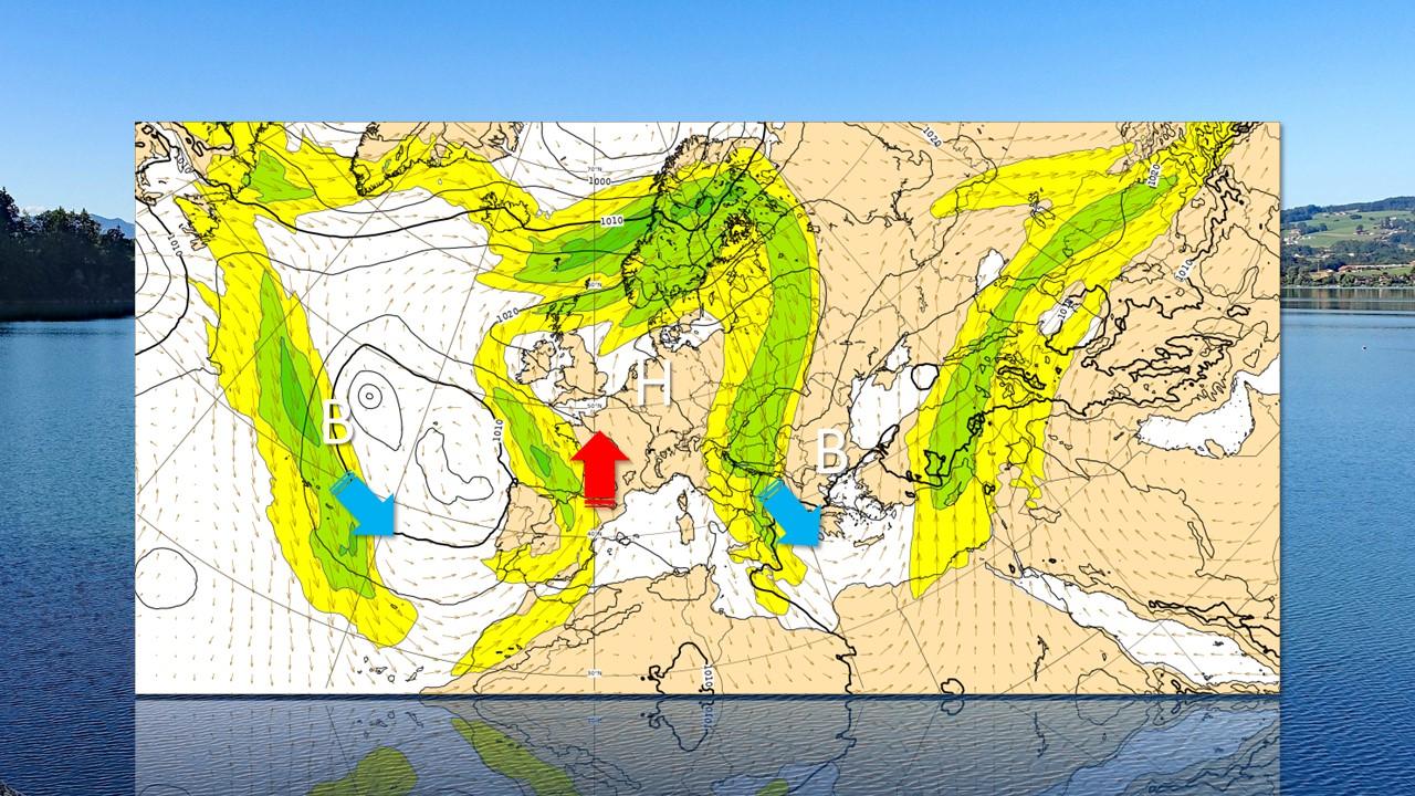 Circulation des courants au niveau du jet stream, vers 11'000m le 4 septembre 2023 [ECMWF/RTS - Marc Brodard]
