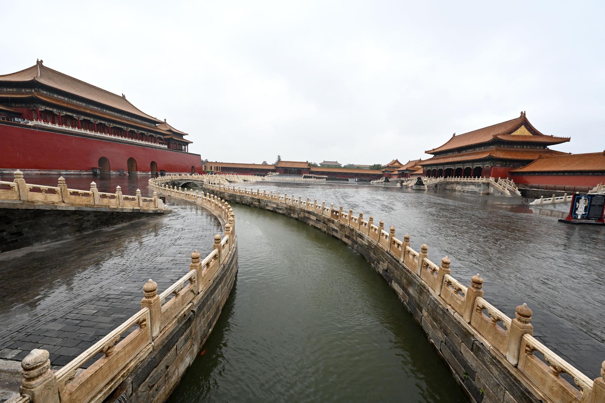 La rivière intérieure Golden à l'intérieur de la Cité interdite à Pékin, le 31 juillet 2023. [XINHUA VIA AFP - JIN LIANGKUAI]