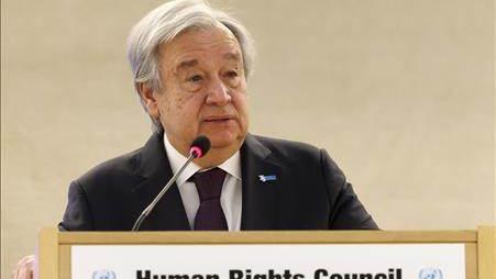 Le chef de l'ONU Antonio Guterres dénonce la "marche arrière" des droits humains. [Keystone]