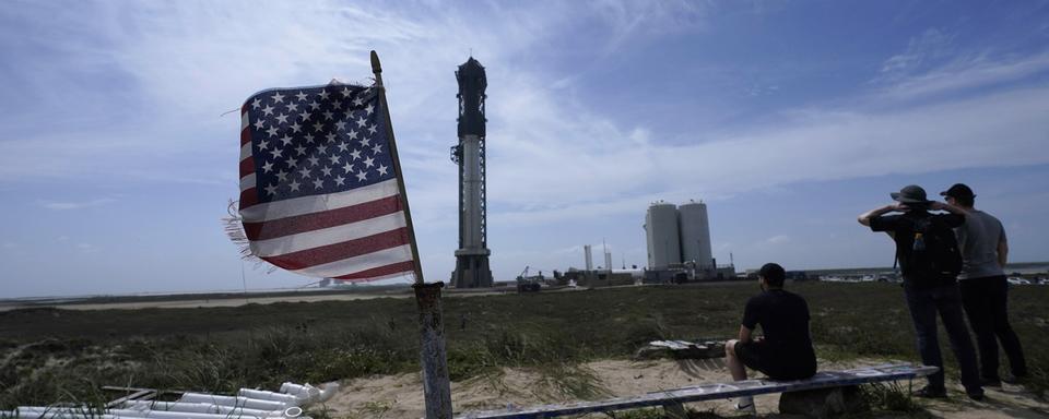 SpaceX vise un premier vol test de la plus grande fusée du monde, Starship, lundi 17 avril 2023. [AP/Keystone - Eric Gay]