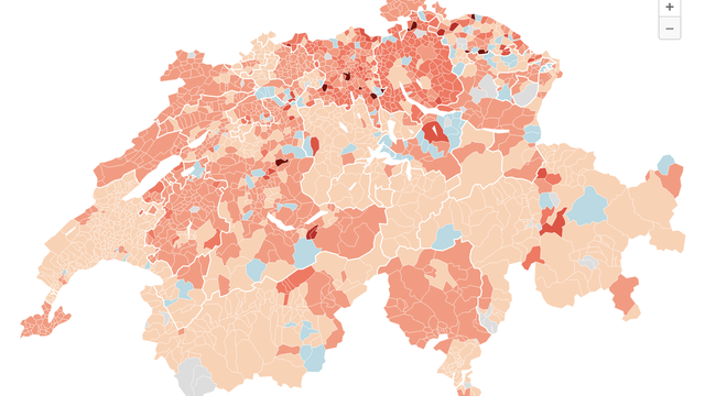 Commune par commune, la carte des hausses du prix de l'électricité en 2024. [RTS]